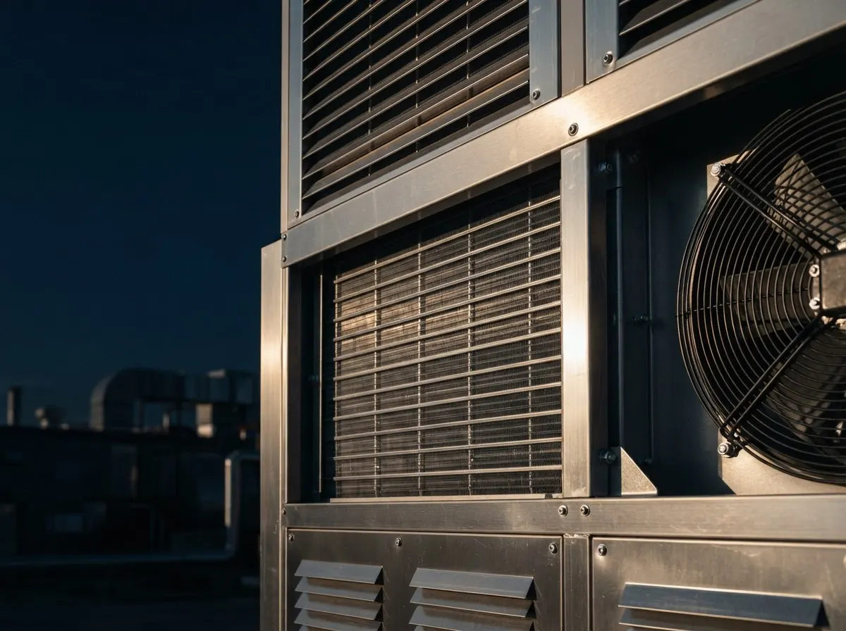 HVAC technician servicing a rooftop unit